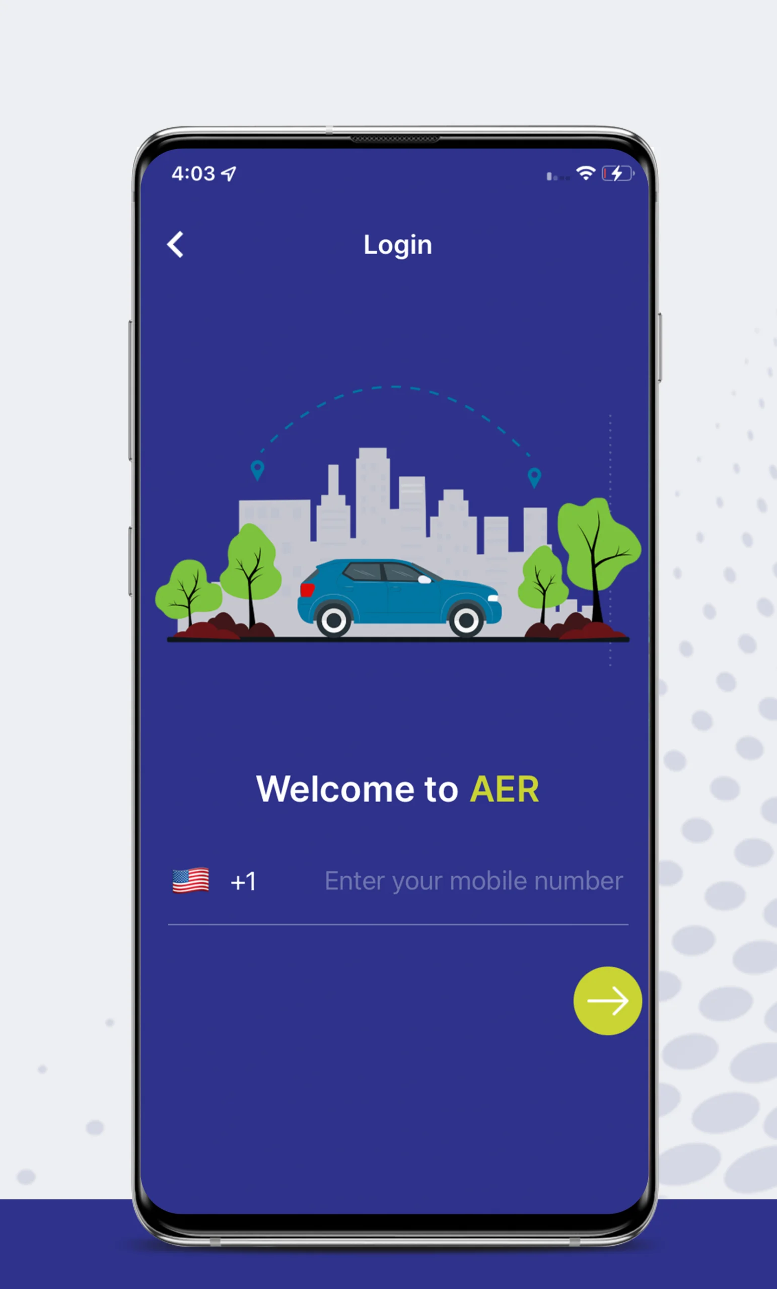 Create a new account in our all electric rideshare app.